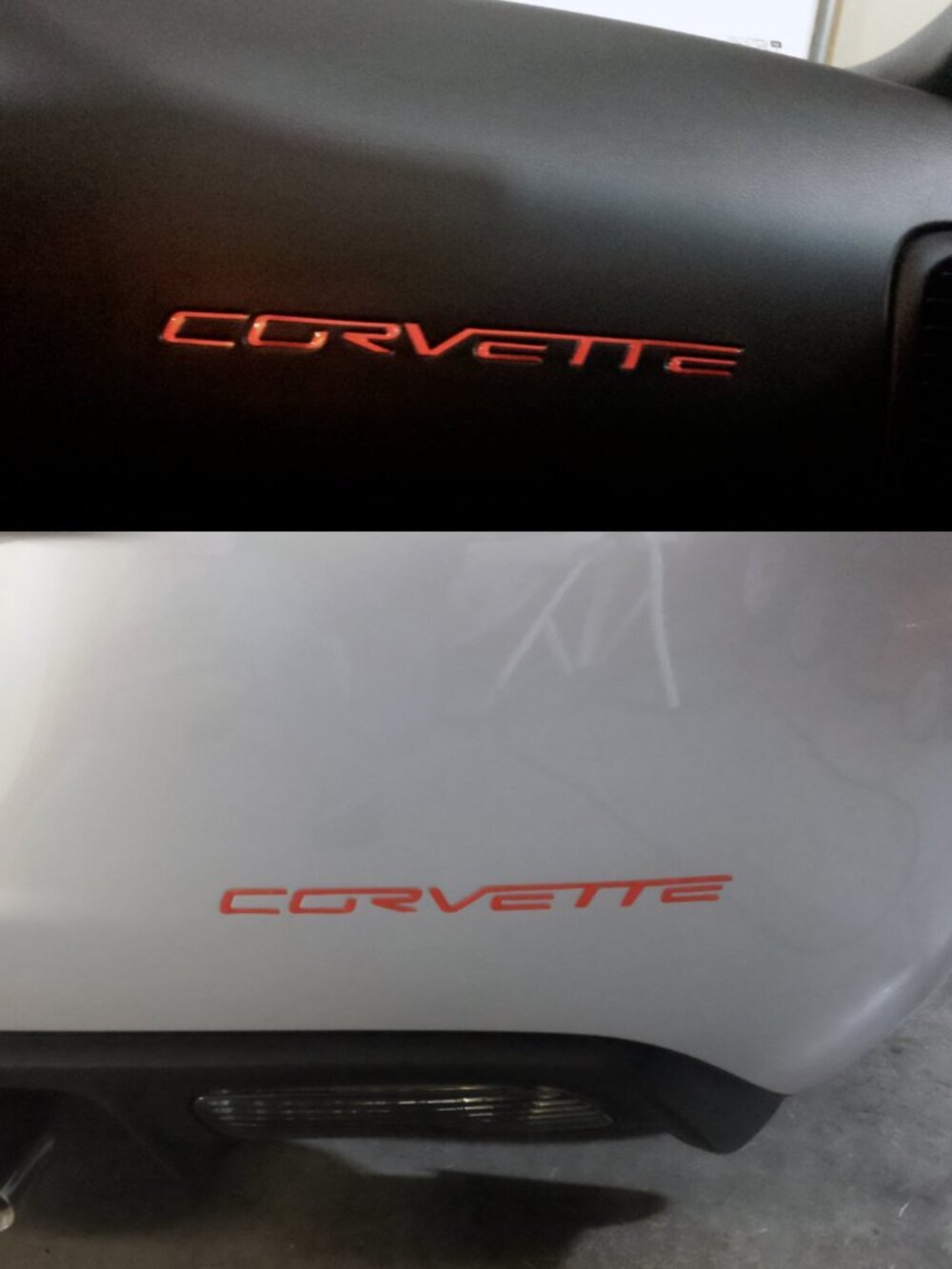SET OF 2: 2005-2013 Corvette C6 RED Plastic Letters Rear Bumper Emblem Decals